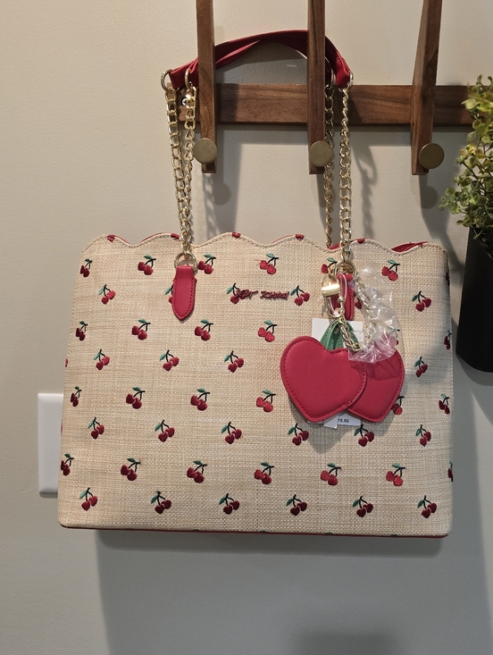 Betsey Johnson Handbags - 🍒Betsey Johnson Stylish Cherry Print Tote Bag with Red Cherry Charm